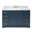 Meuble-lavabo simple en bois massif de 55 po de couleur bleu nuit avec plateau en marbre de Carrare de 1,5 po Freitas, évier central rectangulaire-1446251537-1413195298
