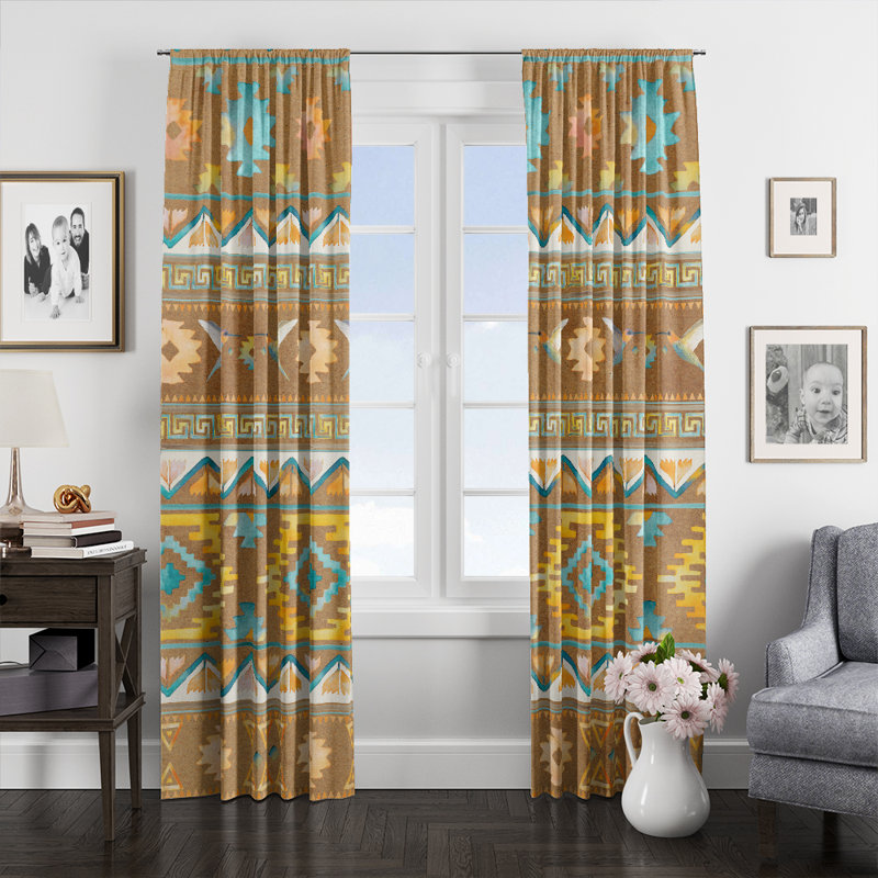 Panneaux de rideaux géométriques semi-transparents, L 20 po x L 61 po