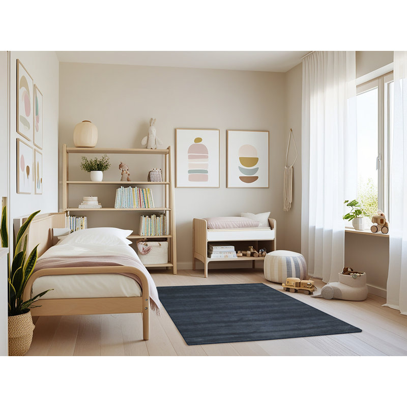 Tapis de zone noire contemporaine, Rectangle 3 pi x 5 pi