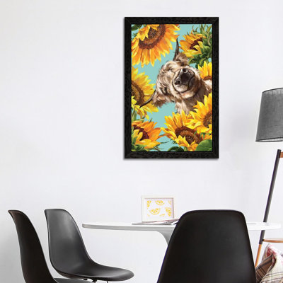 Highland Cow With Sunflower - Print