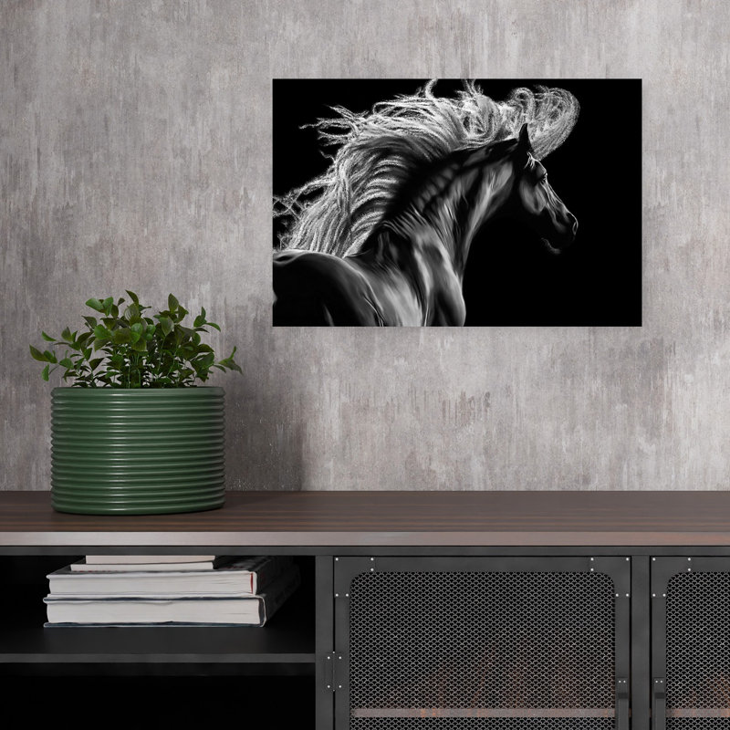 Cheval blanc spirituel contemporain, reproduction d'art, 12" H x 18" W