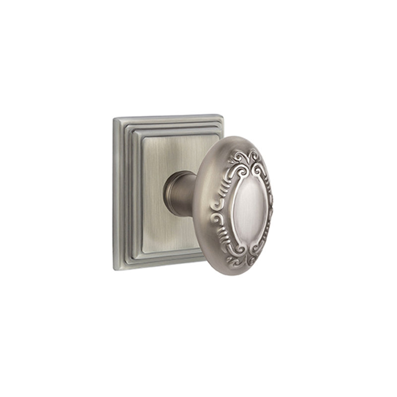 Privacy Victoria Knob with Wilshire Rose, Antique Nickel