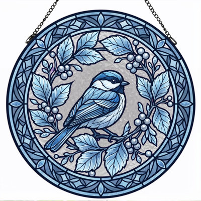 Panneau de vitrail Blue Bird, 7,8 H