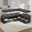 Bermea 6-Piece L-Shaped Soft Fabric Cushion Back Modular Sectional With Under-Seat Storage-98144177