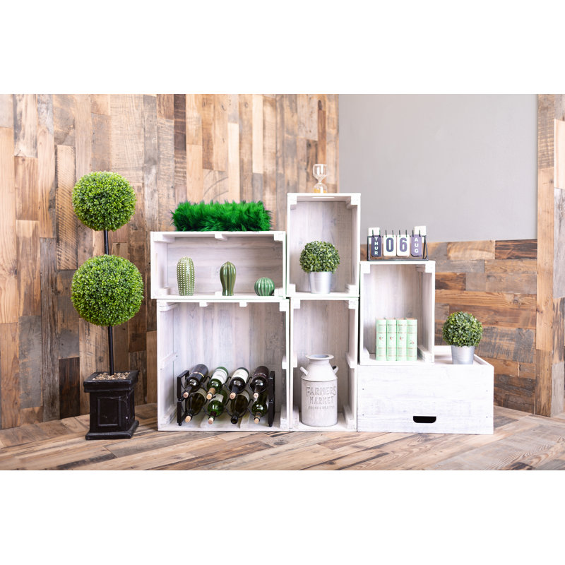 Caisse en bois massif, Blanchir, 9,5 x 11,25 x 15,75