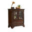 Armoire à vin en verre massif 35,42 "avec colonnes romaines sculptées, buffet de rangement multi-compartiments pour la présentation et le rangement
