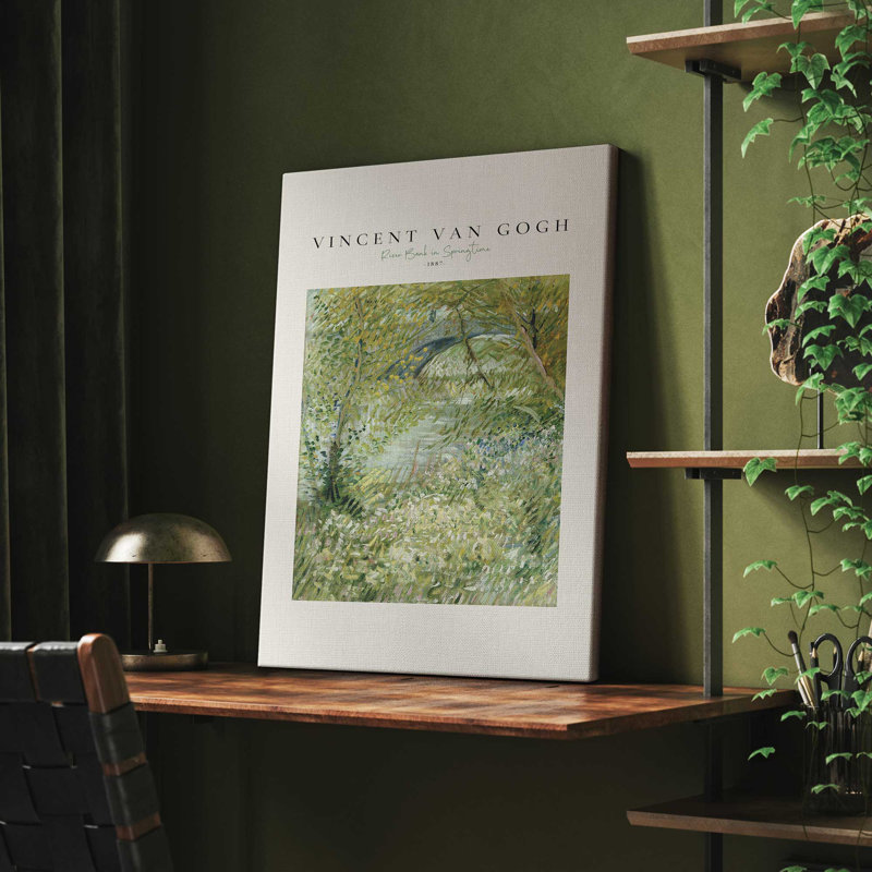 Van Gogh's River Bank au printemps v2, Toile tendue, H 18 po x l 12 po