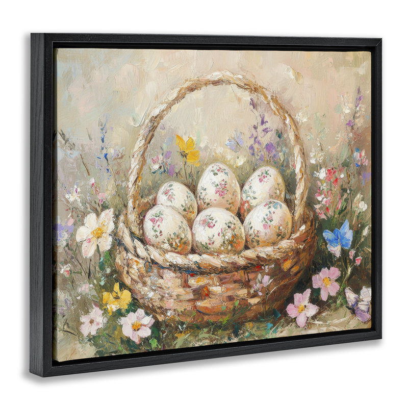 Delicate Flowers for Easter Floating Frame, design by Petal Prints Design, Jet Black Floater Frame, 17" H x 21" W