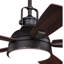 Ventilateur de plafond industriel en pierre doré à montage sur tige avec pales réversibles bronze foncé / moka Aftin de 52 po, ensemble d'éclairage à DEL à intensité variable et télécommande inclus, 3 vitesses, abat-jour en verre blanc
