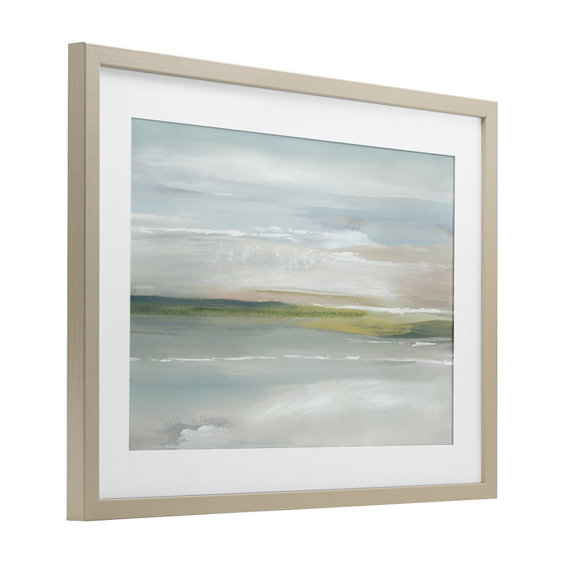 «Close By Waters», reproduction sous verre encadrée, design par Lera, H 17 po x l 23 po, Cadre de récolte en pin