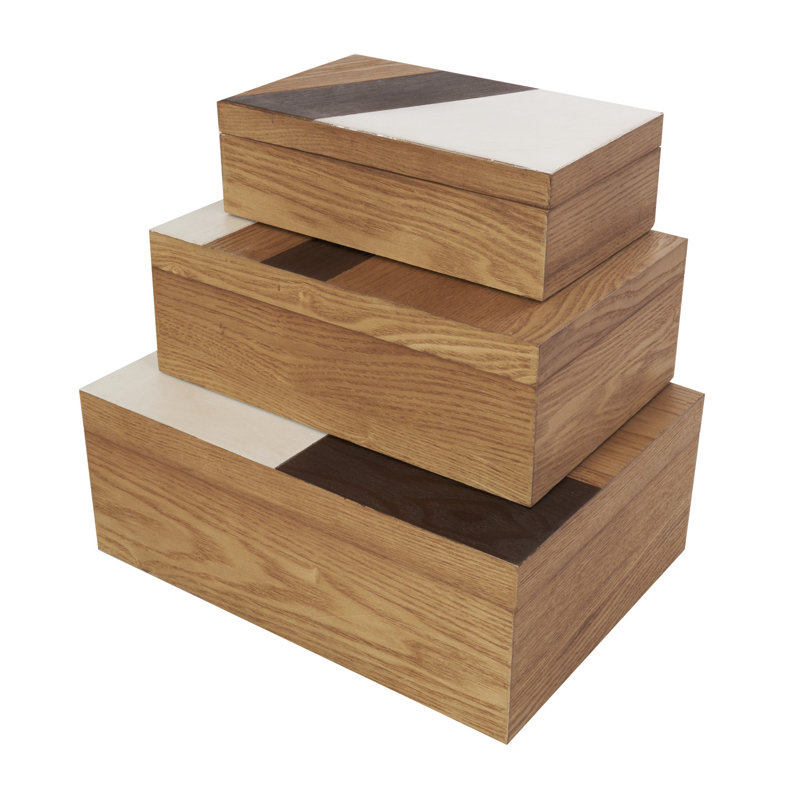Ensemble de 3 boîtes décoratives en bois Ashira