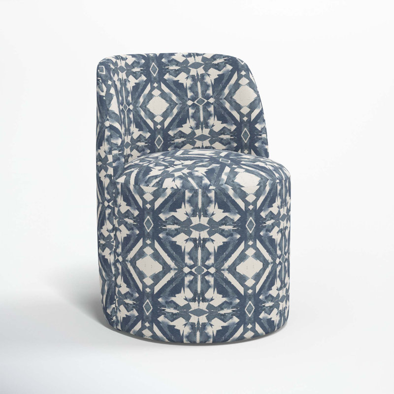 Begonia Upholstered Solid Wood Dining Chair, Asha Blue Ikat