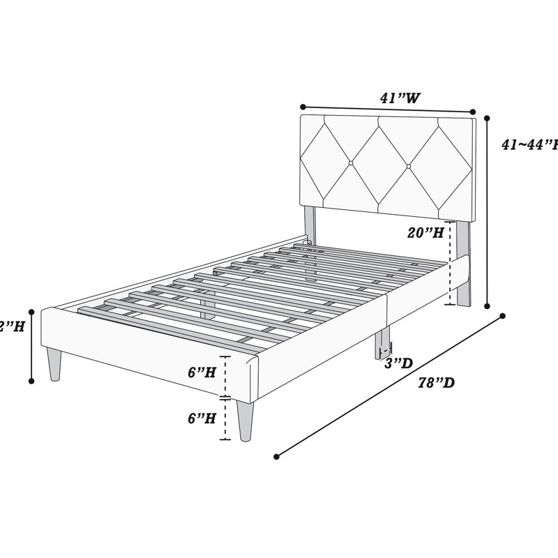 Lit simple réglable en velours pour la tête de lit - 12 lits robustes, ajout d'une chambre luxueuse pour un sommeil réparateur, aucun sommier requis avec système de support de la housse, repos relaxant,