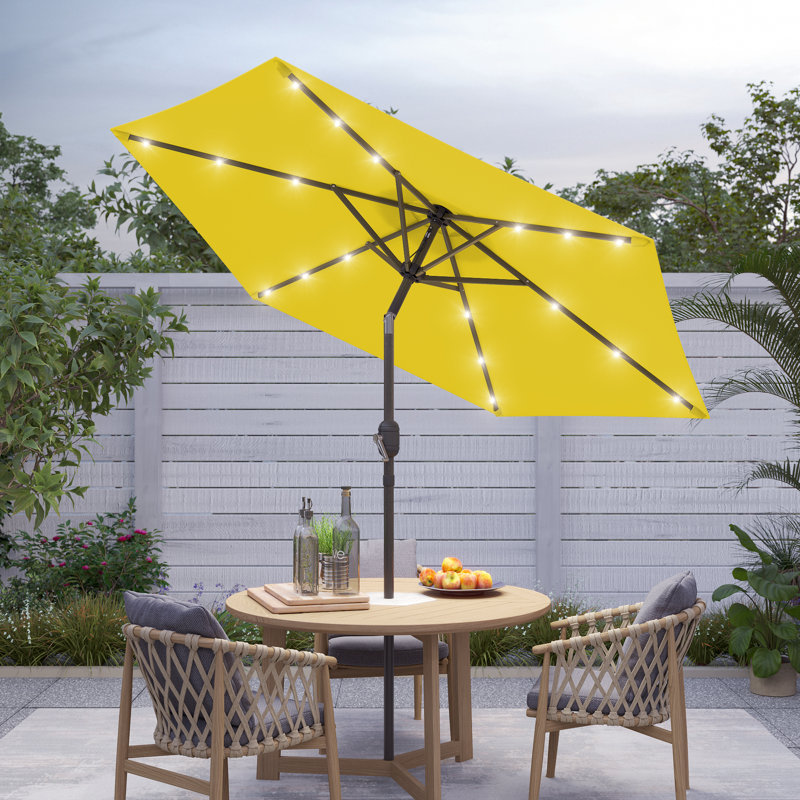 Parasol de marché éclairé 90 po Doras, Jaune