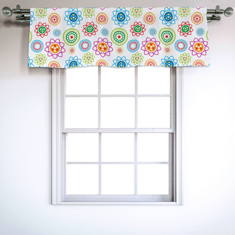 Sateen Geometric Ruffled Window Valance