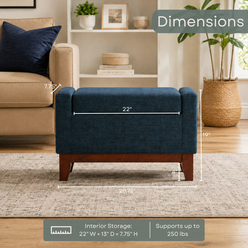 Repose-pieds avec rangement Oyster, Dark Blue Fabric