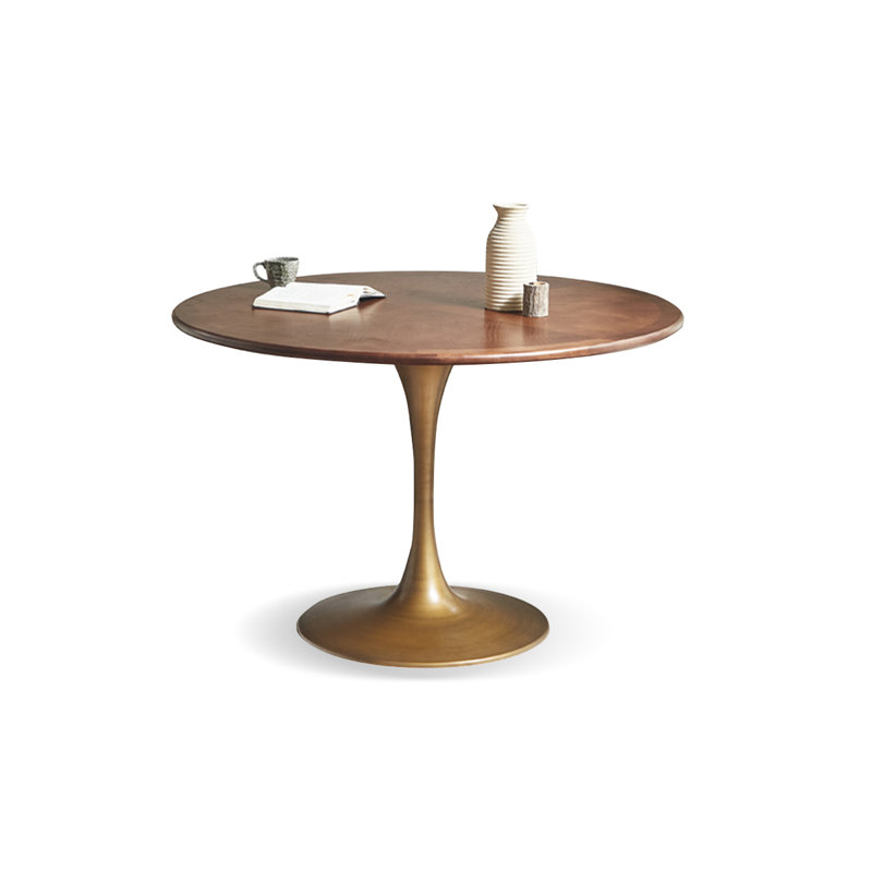 Walnut Round Solid Wood Dining table, 29.53"H x 35.43"L x 35.43"W