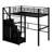 Twin Size Metal Loft Bed With Storage Staircase, Wardrobe And Full-Length Guardrails-513588632