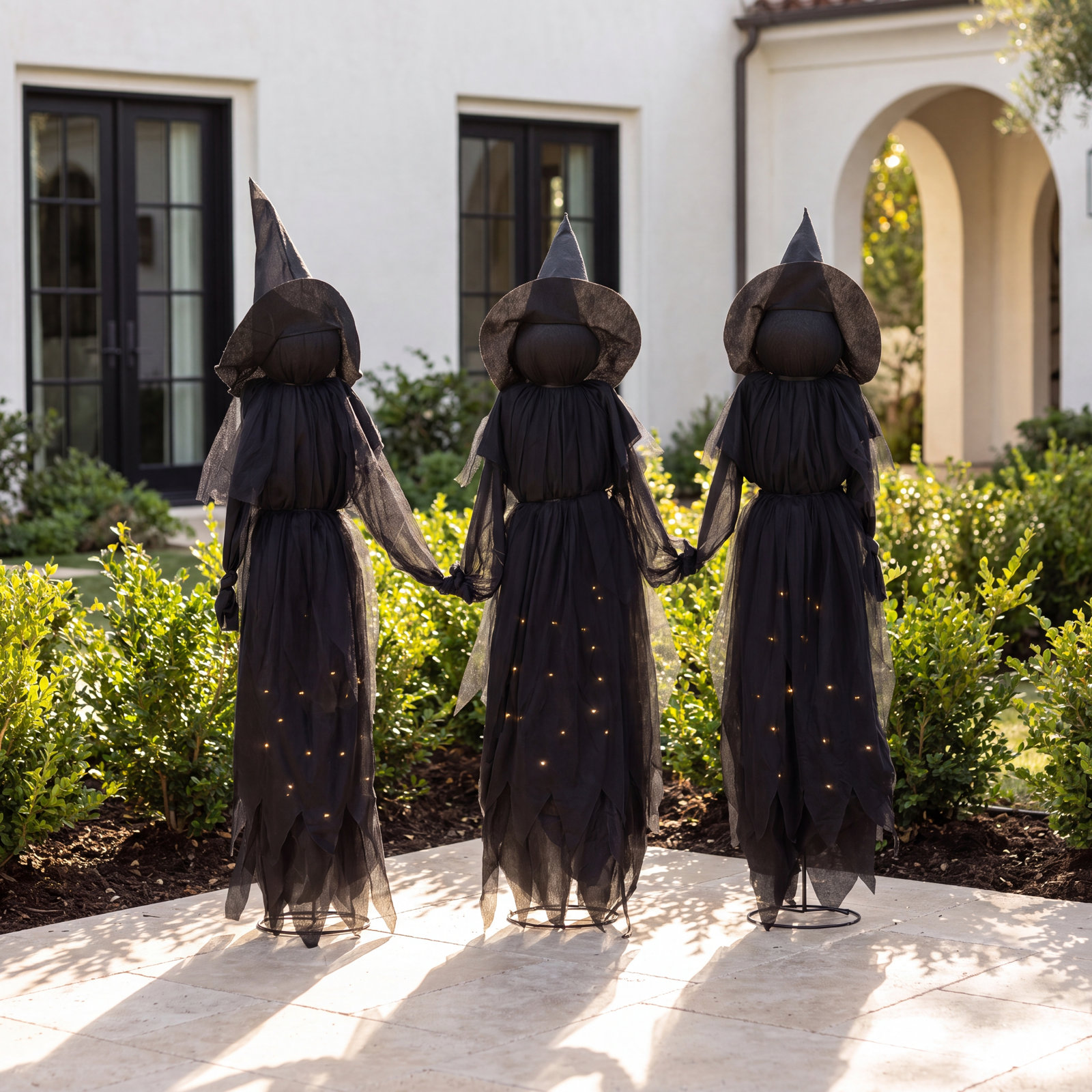 LED Lighted Witch Garden Stake, Lighted Heads and Dresses