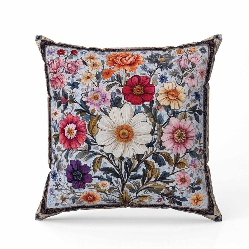 Coussin en faux suède Bloom Burst, Carré 16 po