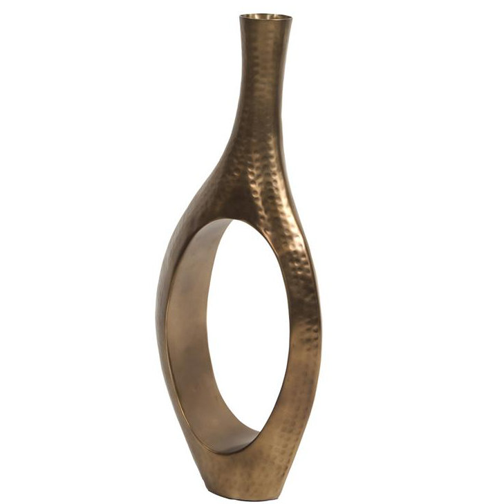 Handmade Aluminum Floor Vase, 31" H x 13.75" W x 5" D, Bronze