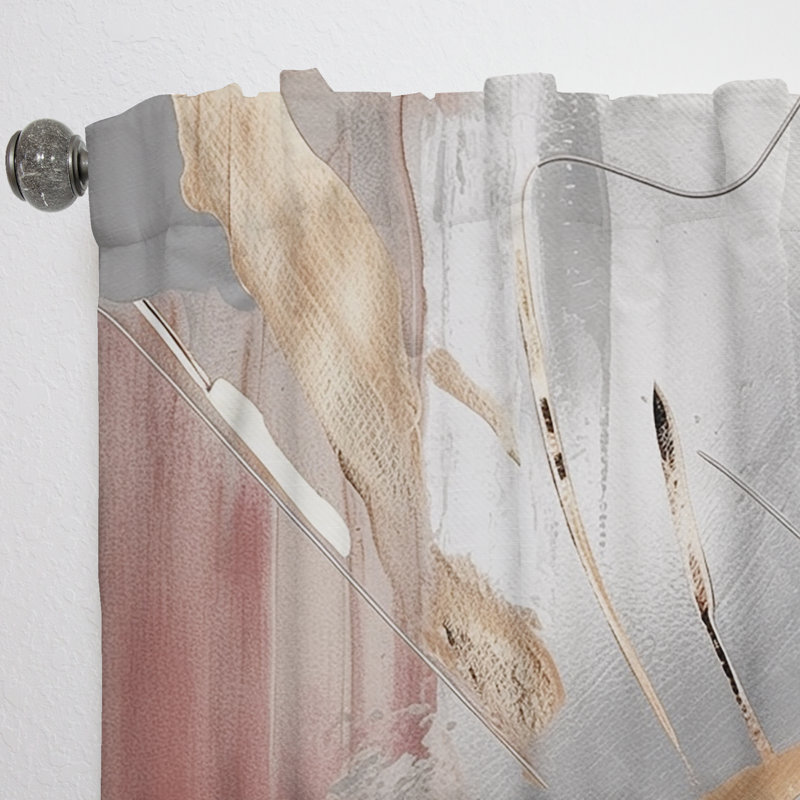 Cresswell - Metallic Stripes And Circles IV - Abstract Marble Curtain - Velvet Room Darkening - 1 panel, 52" W x 63" L
