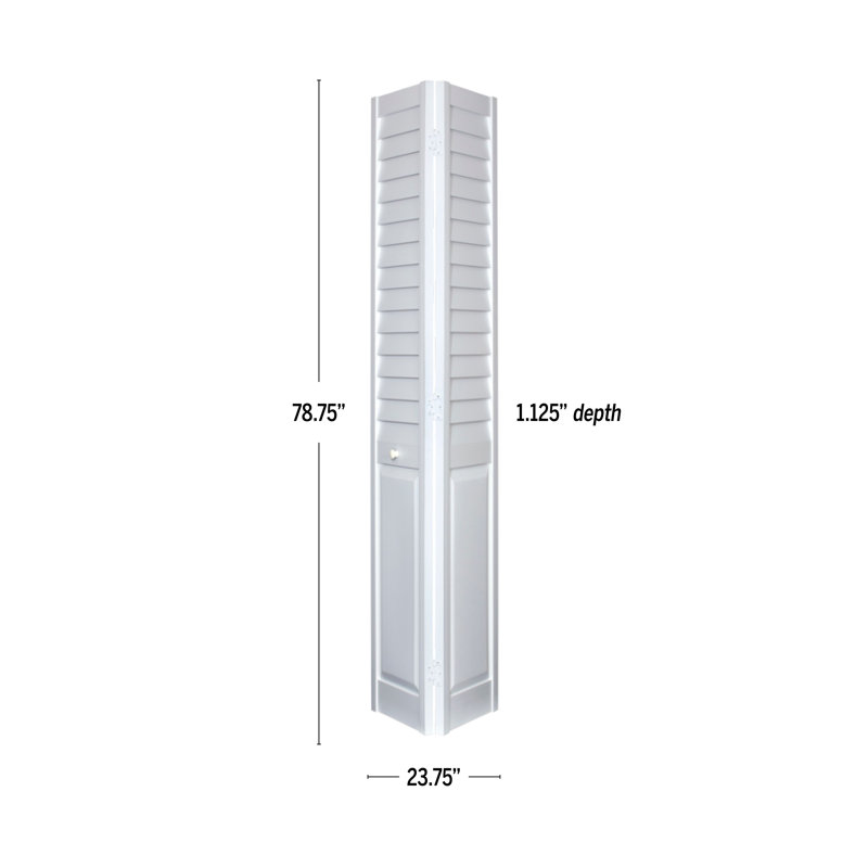 Porte pliante en deux à persiennes en PVC / vinyle, 23,75 po x 80 po