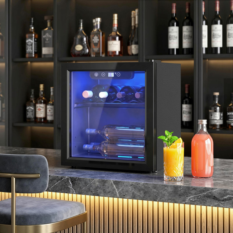 HOMCOM 12 Bottle Wine Cooler, Tabletop Drinks Wine Fridge, Black