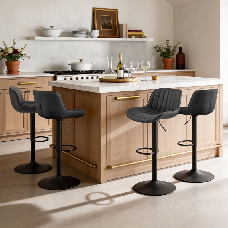 Tabouret pivotant à hauteur réglable, Noir / brun
