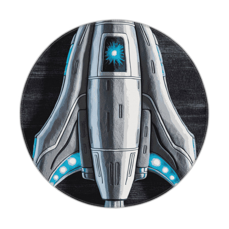 Transportation Gray Indoor and Outdoor Area Rug, Round 5'