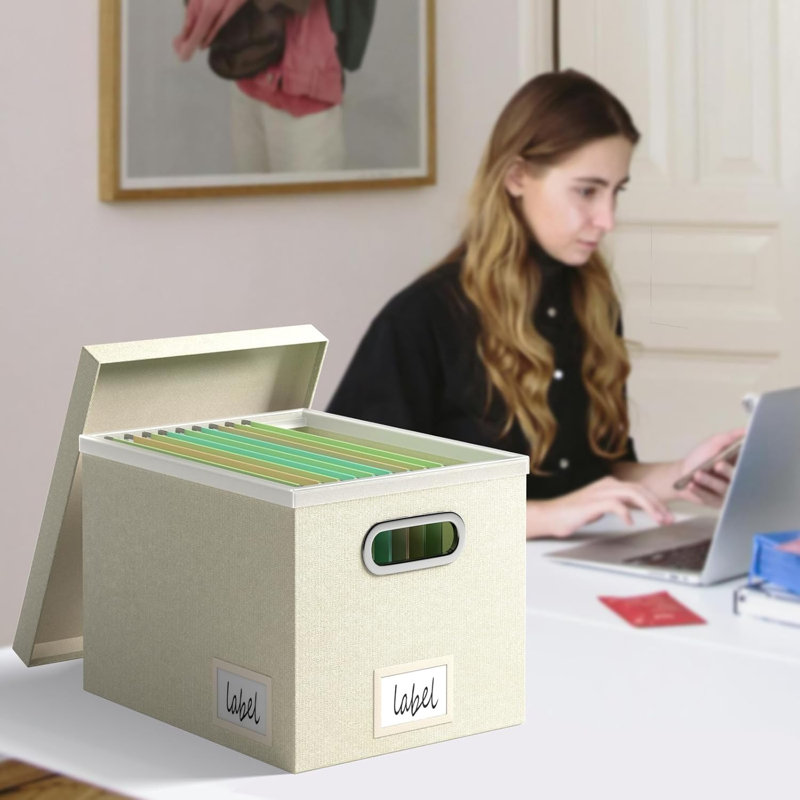 Boîte de rangement pour dossiers avec couvercles pour dossiers suspendus