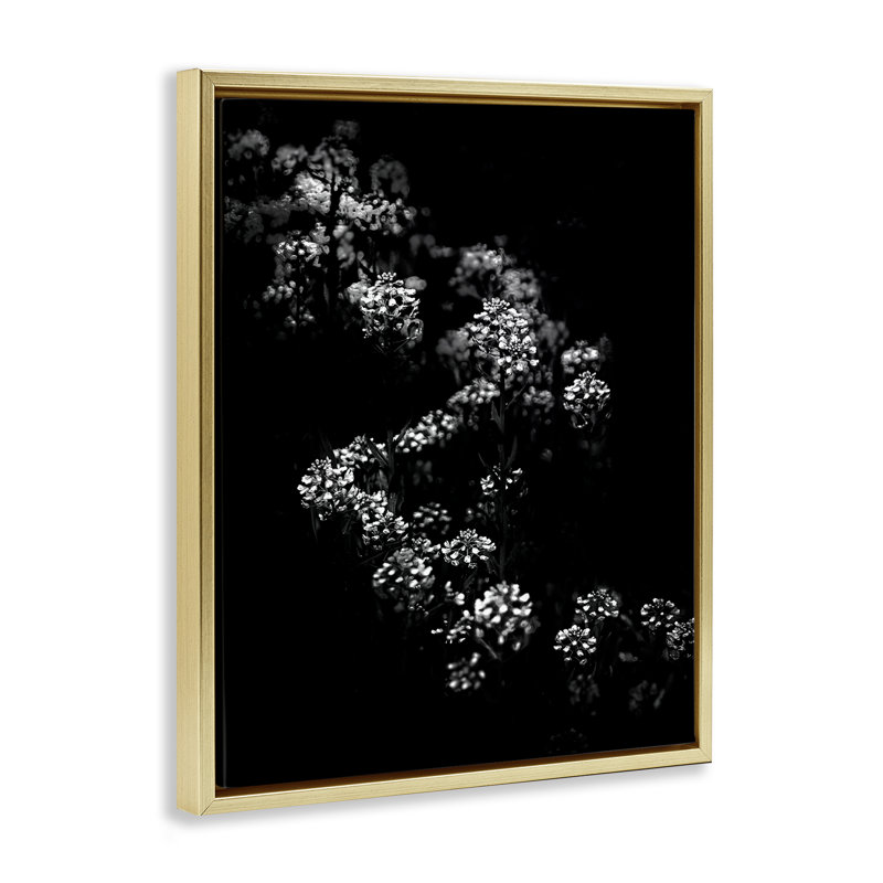  «Curved Blossom Line», art mural encadré flottant par Brian Carson, H 21 po x l 17 po, Cadre flottant métallique doré
