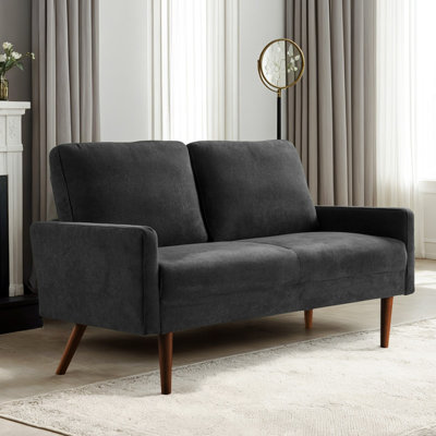 Velvet Loveseat Sofa, European Style With Sleek Design, Modern & Vintage Flair, Upholstered 2 Seater Couch, Chic Living Room Furniture Seating For Home, Apartment Or Office, Black