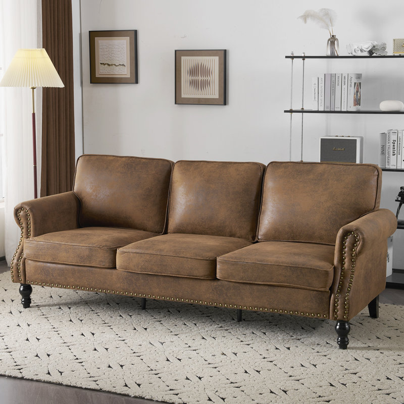Canapé à 3 places l 82,68 po Alcott Hill®, Microfibre/microsuède brun