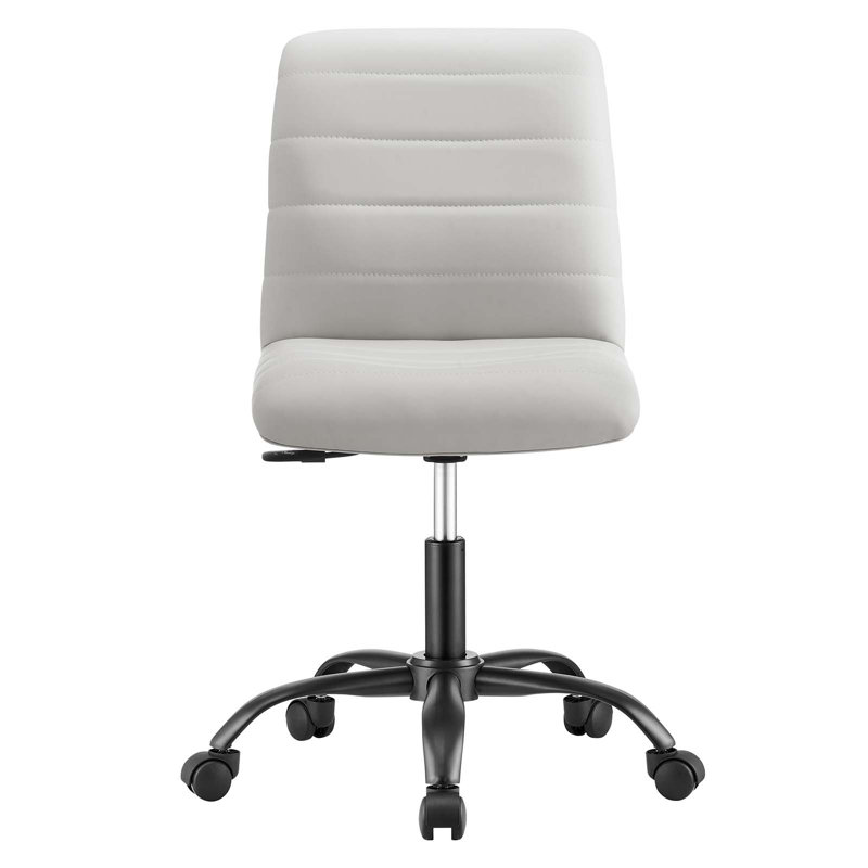 Modway Ripple Armless Vegan Leather Office Chair, Light Gray