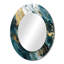 Blue And Gold Serene Cascade - Abstract Blue Round Mirror-121387058-121387327