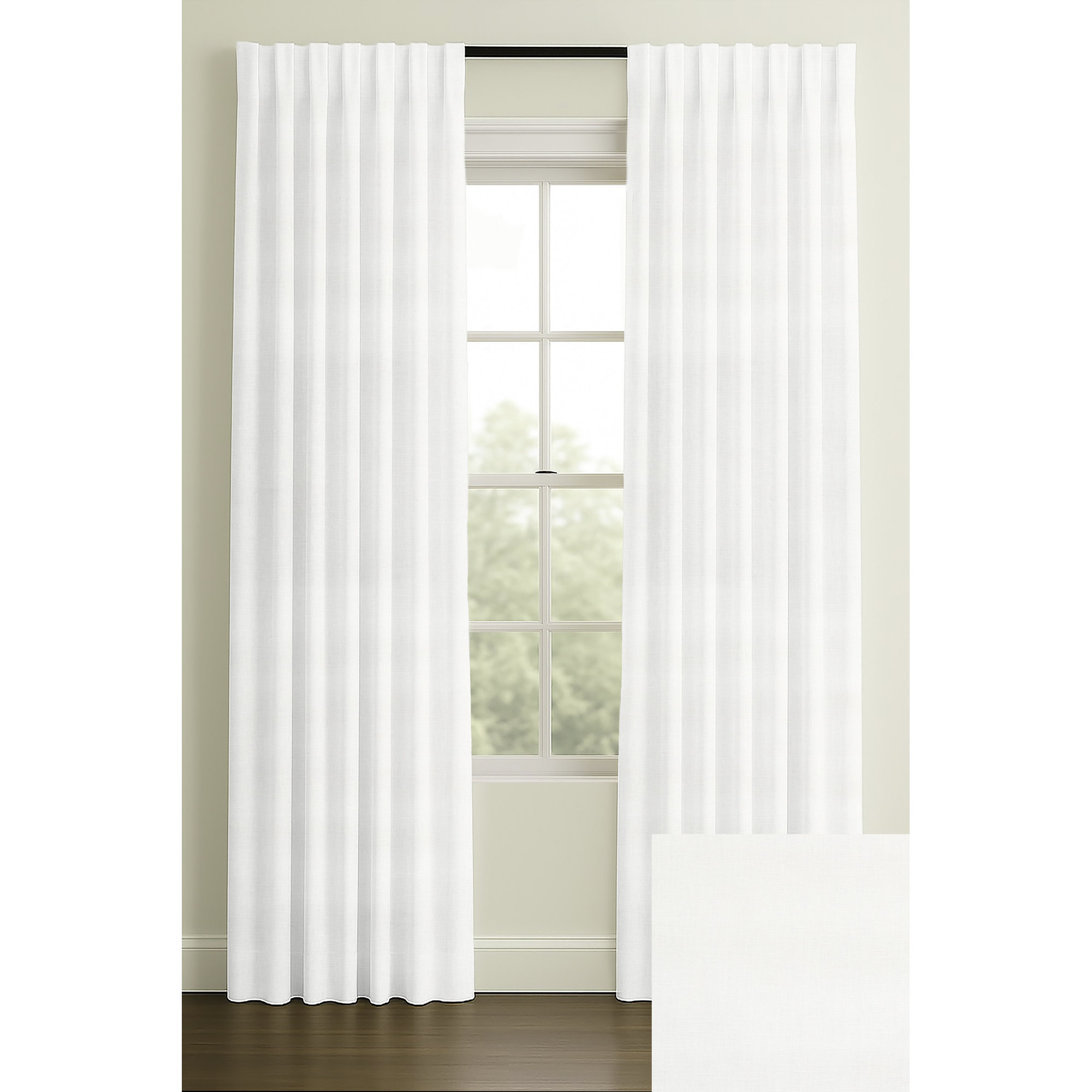 Veilleux White, 33" W X 84" L, Double, Inverted Pleat