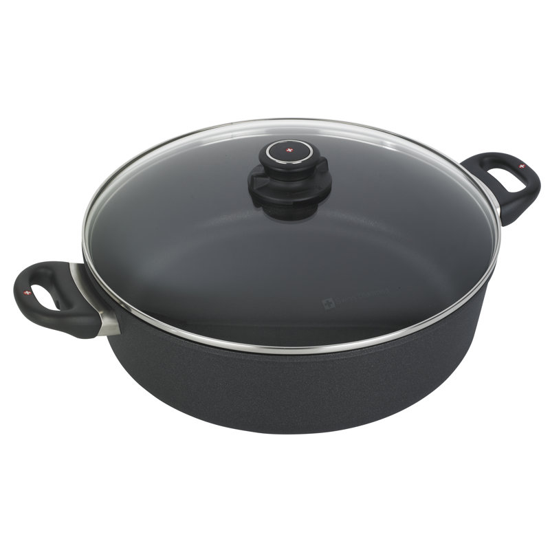 Non-Stick Aluminum Round Braiser with Lid, 7.2 Qt.