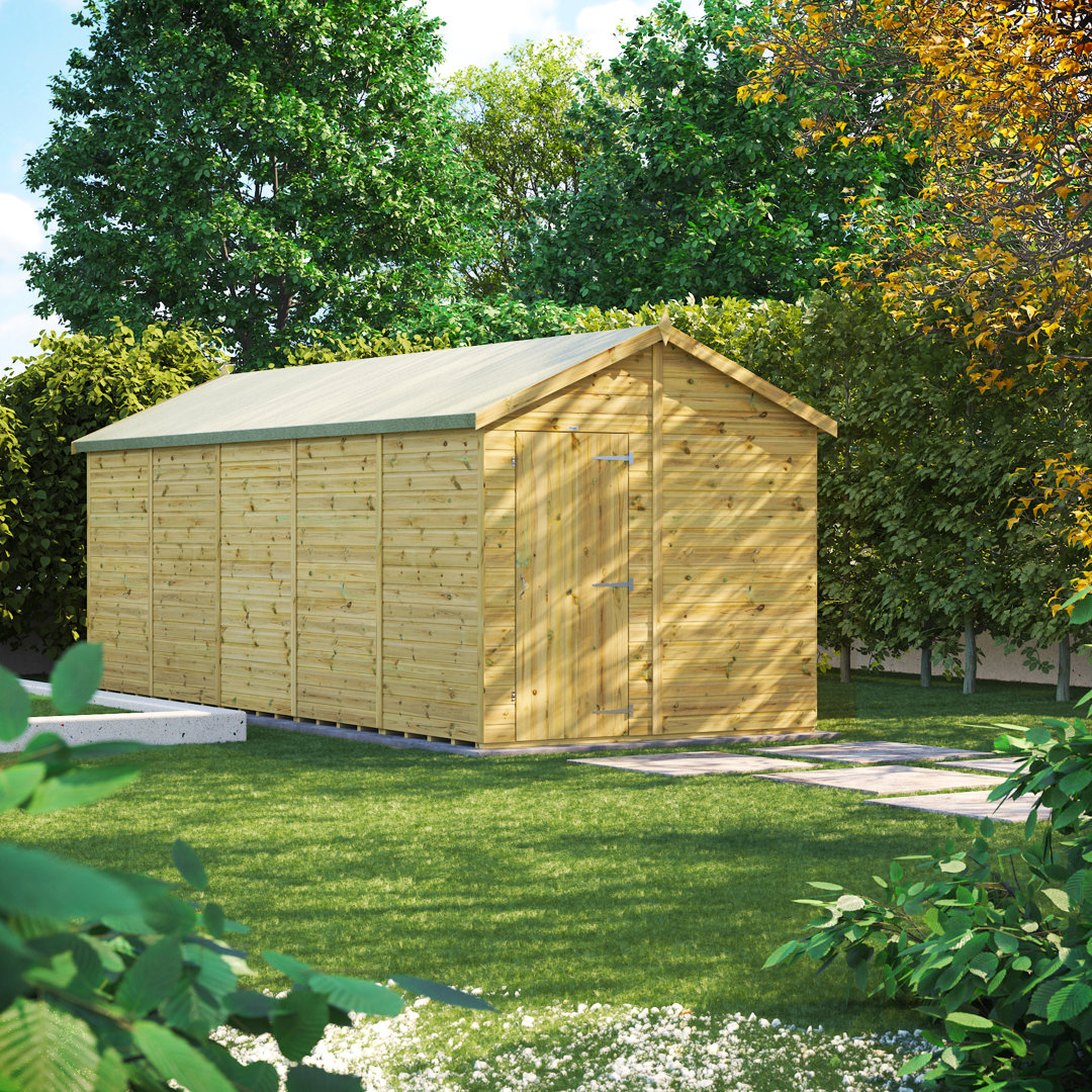 Powersheds 20 x 8ft Premium Pressure Treated Timber Windowless Apex Garden Shed