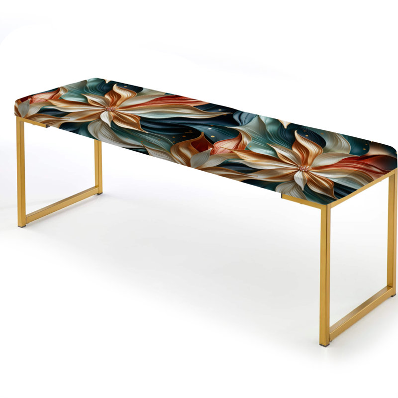 Banc rembourré or et bleu sarcelle Cosmic Essence