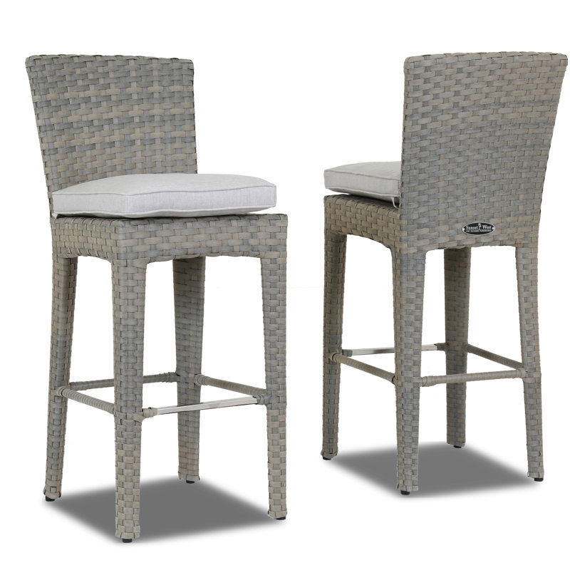 Majorca Outdoor Bar Stool, Cast Silver Sunbrella®