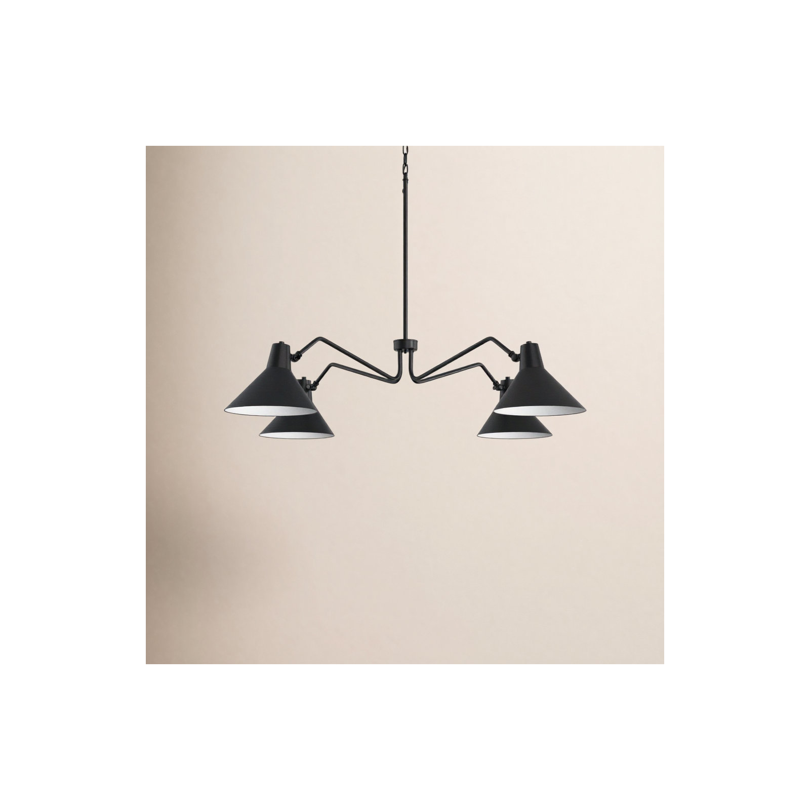 4 - Light Dimmable Chandelier, Matte Black, Black