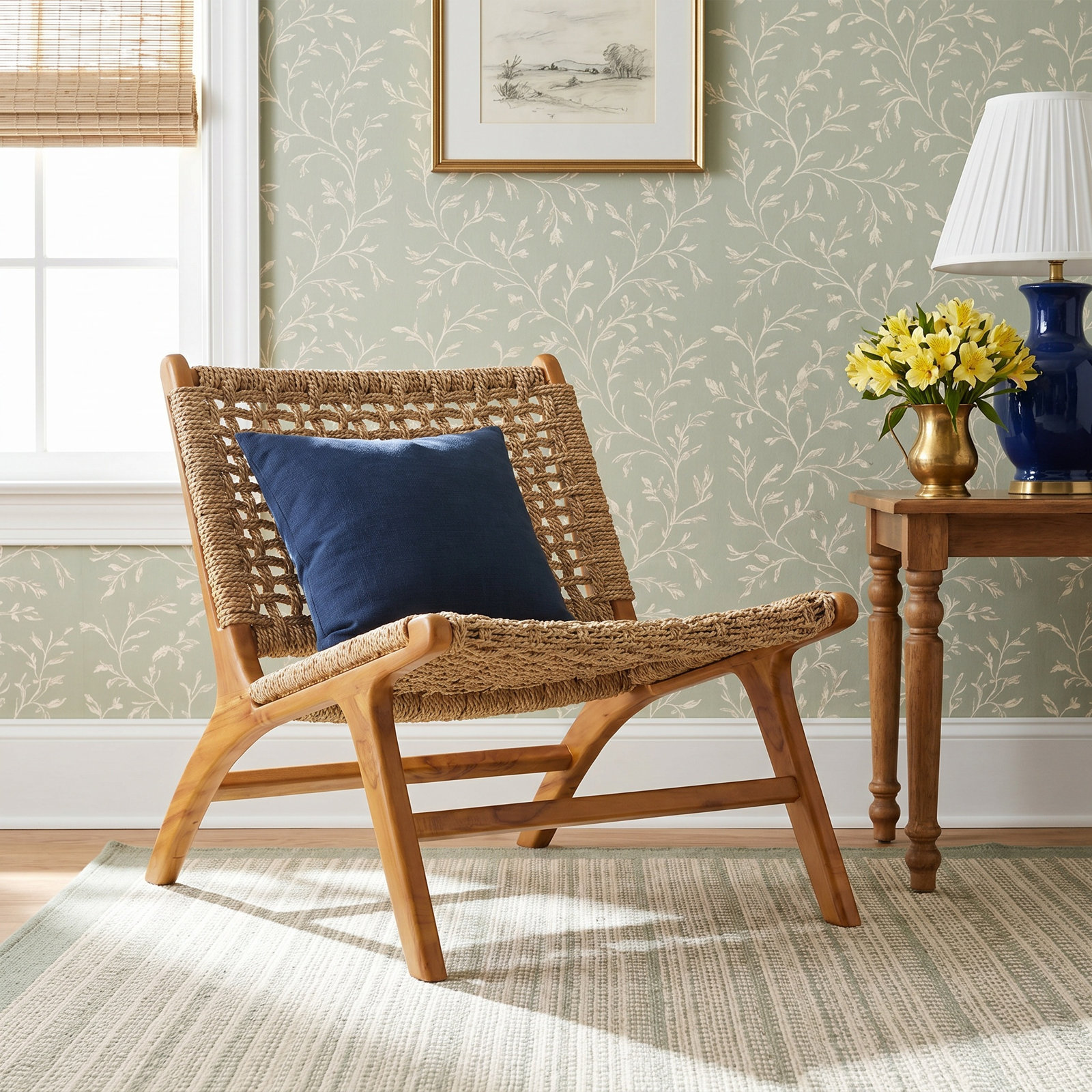 Shireen Teak Lounge Chair, Black
