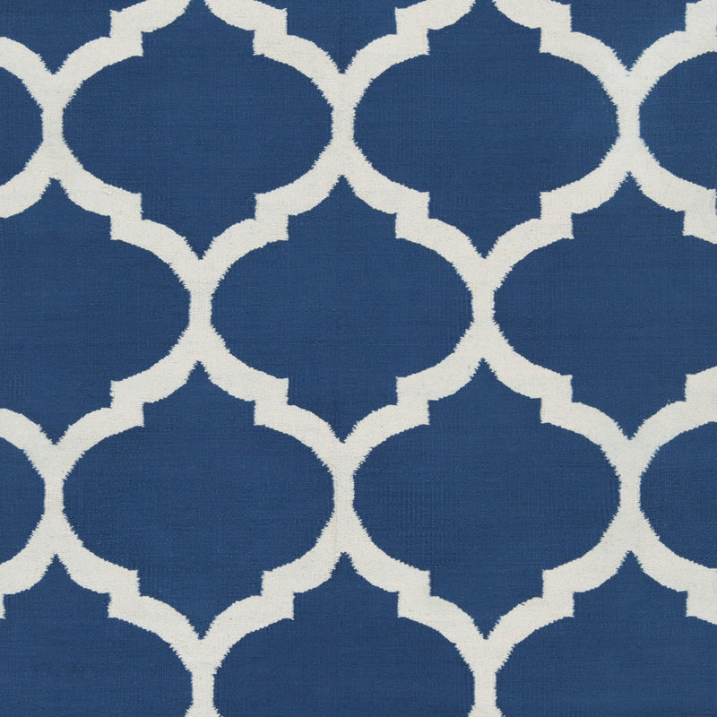 Tapis bleu en coton tissé à plat à la main Bethy, Rectangle 4 pi x 6 pi