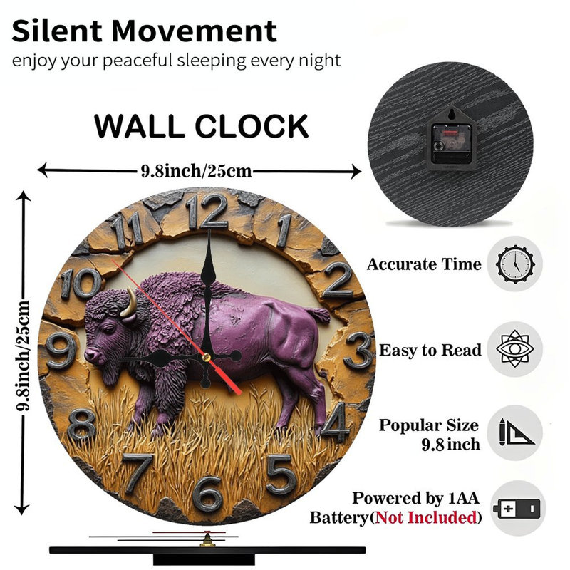 Horloge murale mauve à motif rustique