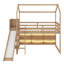 Lit mezzanine simple en bois avec glissade, tablettes et lumière-1500881411