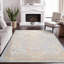 Mona Power Loom Polyester Geometric Area Rug in Light Blue/Ivory-386381495