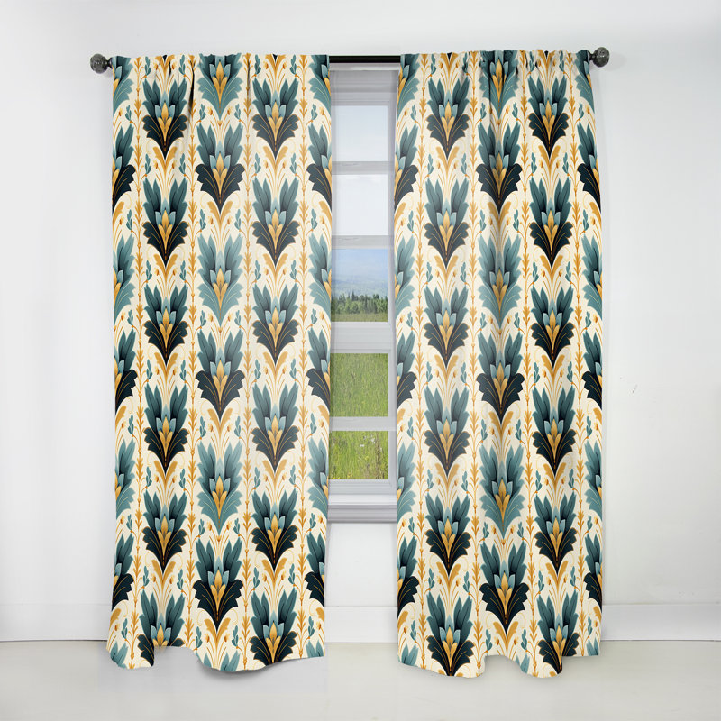 Victorian Elegance - Motif à chevrons émeraude - Rideau à chevrons - Rideau obscurcissant - 1 panneau, L 52 po x L 90 po