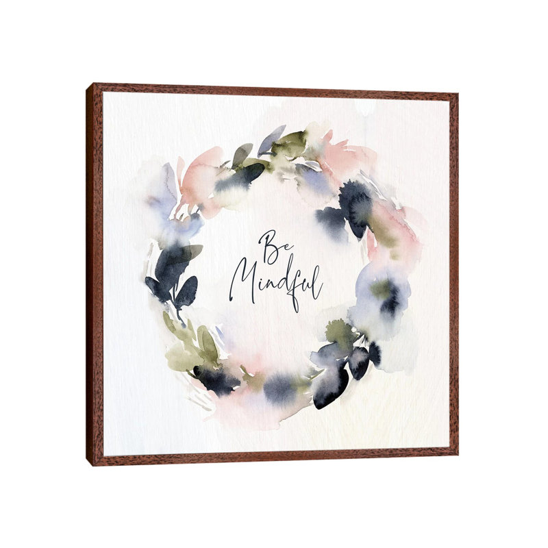 Be Mindful by Stephanie Ryan - Painting on Canvas, Classic Brown Wood Floater Framed, 66.04cm H x 66.04cm W x 3.81cm D
