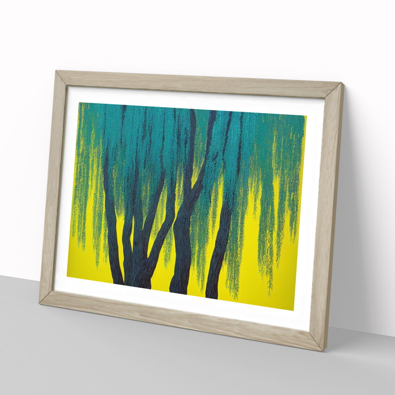 Awesome Weeping Willow Trees - Framed Print, 46cm H x 64cm W x 2cm D, Oak